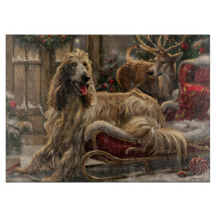 Afghanischer Windhund Weihnachten Festlich Schneidebrett