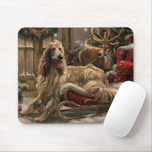 Afghanischer Windhund Weihnachtsfestlich Mousepad