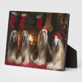 Afghanisches Hound am Feuerplatz Weihnachten Fotoplatte (Seite)