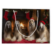 Afghanisches Hound am Feuerplatz Weihnachten Große Geschenktüte (Rückseite)