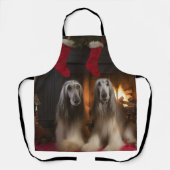 Afghanisches Hound am Feuerplatz Weihnachten Schürze (Vorderseite)