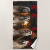 Afghanisches Hound am Feuerplatz Weihnachten Strandtuch (Vorderseite)