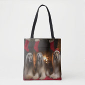 Afghanisches Hound am Feuerplatz Weihnachten Tasche (Vorderseite)