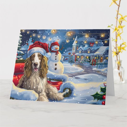 Afghanisches Hound in Sleigh Snow Weihnachten Karte (Gelbe Blume)