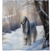 Afghanisches Hound lassen es Weihnachten schnee Duschvorhang (Vorderseite)