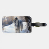 Afghanisches Hound lassen es Weihnachten schnee Gepäckanhänger (Rückseite horizontal)