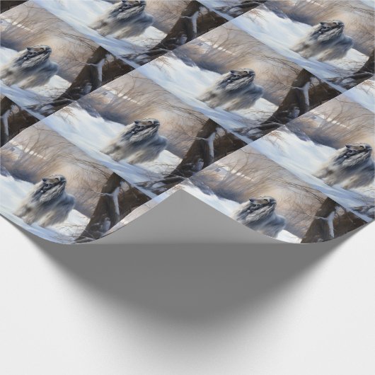 Afghanisches Hound lassen es Weihnachten schnee Geschenkpapier (Ecke)