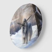 Afghanisches Hound lassen es Weihnachten schnee Große Wanduhr (Winkel)