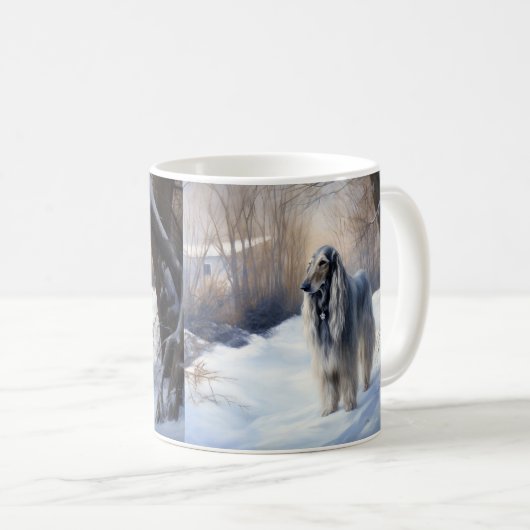 Afghanisches Hound lassen es Weihnachten schnee Kaffeetasse (VorderseiteRechts)