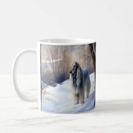 Afghanisches Hound lassen es Weihnachten schnee Kaffeetasse (Links)