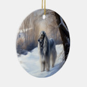 Afghanisches Hound lassen es Weihnachten schnee Keramik Ornament (Rechts)