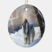 Afghanisches Hound lassen es Weihnachten schnee Keramik Ornament (Links)
