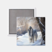 Afghanisches Hound lassen es Weihnachten schnee Magnet (Vorderseite/Rückseite)