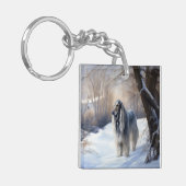 Afghanisches Hound lassen es Weihnachten schnee Schlüsselanhänger (Vorderseite links)