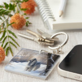 Afghanisches Hound lassen es Weihnachten schnee Schlüsselanhänger (Vorderseite rechts)