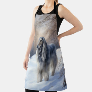 Afghanisches Hound lassen es Weihnachten schnee Schürze