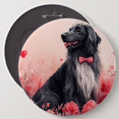 Afghanisches Hund mit Rose - Valentinstag Button (Vorne & Hinten)