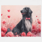 Afghanisches Hund mit Rose - Valentinstag Fleecedecke (Vorderseite (Horizontal))