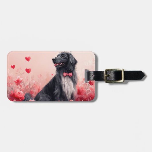 Afghanisches Hund mit Rose - Valentinstag Gepäckanhänger (Vorderseite horizontal)