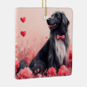 Afghanisches Hund mit Rose - Valentinstag Keramikornament (Rechts)