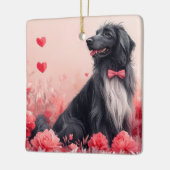 Afghanisches Hund mit Rose - Valentinstag Keramikornament (Links)