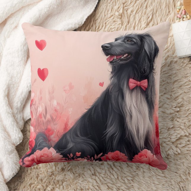 Afghanisches Hund mit Rose - Valentinstag Kissen (Decke)