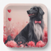 Afghanisches Hund mit Rose - Valentinstag Pappteller (Vorderseite)