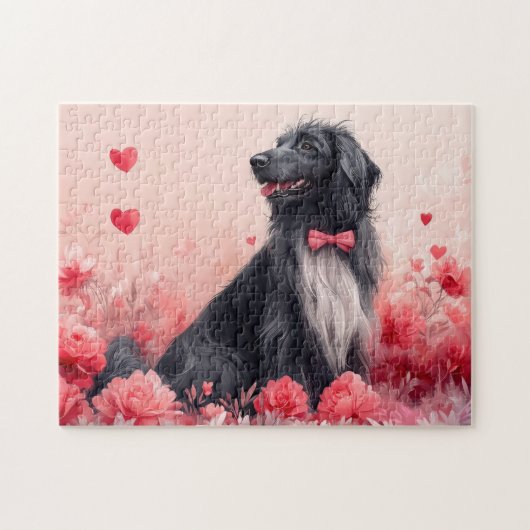 Afghanisches Hund mit Rose - Valentinstag Puzzle (Horizontal)