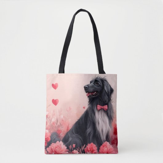 Afghanisches Hund mit Rose - Valentinstag Tasche (Vorderseite)