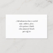 Afghanisches Jagdhundpflegen Visitenkarte (Rückseite)