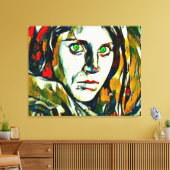 afghanisches Mädchen mit Abstraktem Öl aus grünen Leinwanddruck (Insitu (Wohnzimmer))