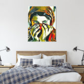 afghanisches Mädchen mit Ölportrait mit grünen Aug Leinwanddruck (Insitu (Schlafzimmer))
