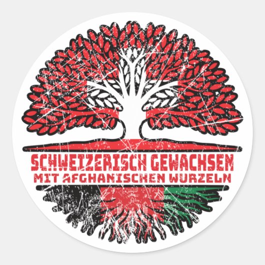 Afghanistan Afghanisch Schweizer Schweiz Baum Runder Aufkleber (Vorderseite)