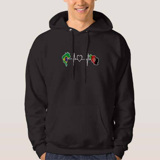 Afghanistan Brazil Flag Afghan Brazilian Heartbeat Hoodie (Vorderseite)