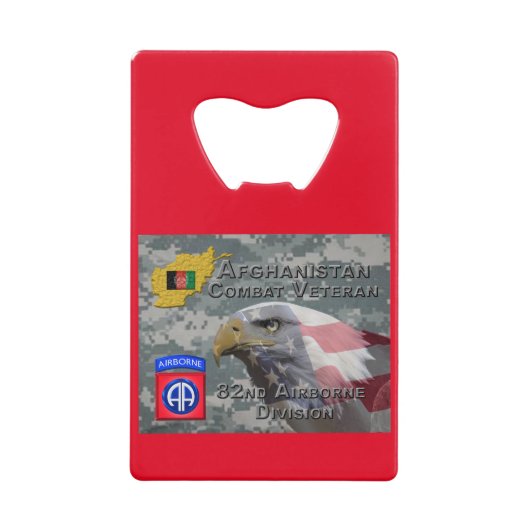 "Afghanistan Combat Veteran" - 82. Im Flugzeug Div Geldbeutel Flaschenöffner (Vorderseite)