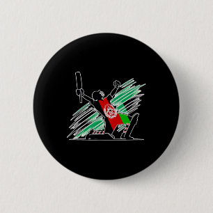 Afghanistan Cricket-Team Spirit Silhouette Feier Button