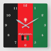 Afghanistan Designer Wall Clock Quadratische Wanduhr (Vorderseite)
