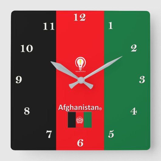 Afghanistan Designer Wall Clock Quadratische Wanduhr (Vorderseite)