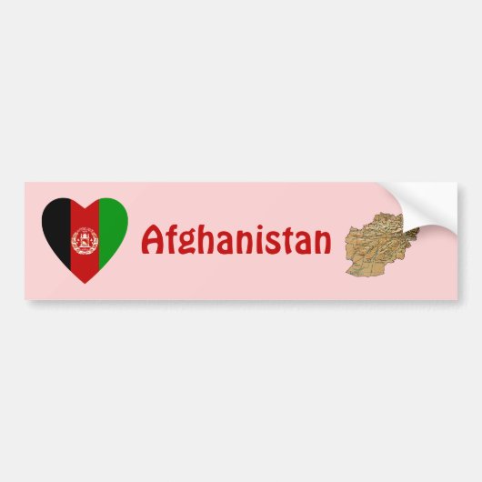 Afghanistan Flag Heart + Map Autoaufkleber (Vorne)