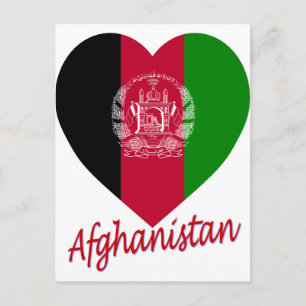 Afghanistan Flag Herz Postkarte