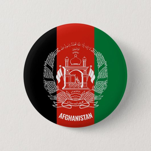 Afghanistan Flag Inschriftenaufschrift Schwarz Rot Button (Vorderseite)