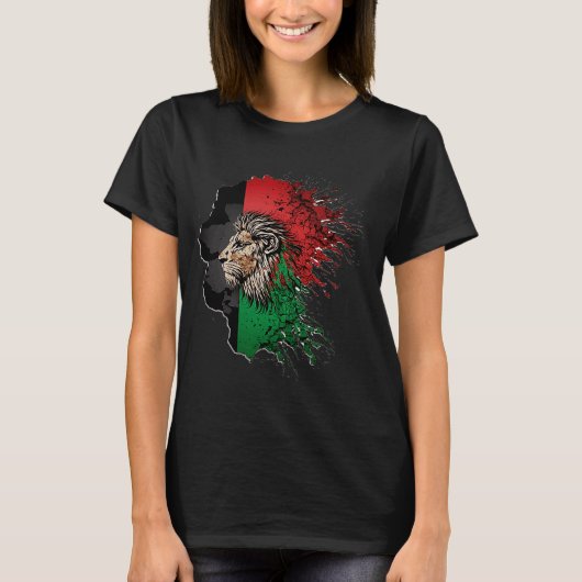 Afghanistan Flag Lion Free Afghanistan T-Shirt (Vorderseite)