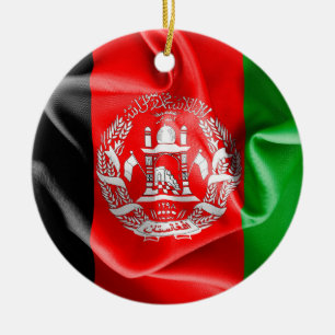 Afghanistan Flag Round Keramik Ornament