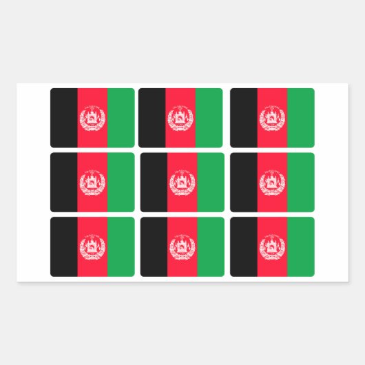 Afghanistan Flag x 9  Rechteckiger Aufkleber (Vorderseite)