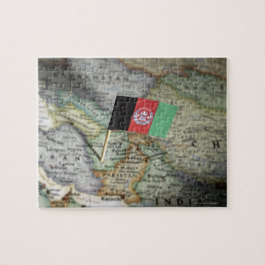 Afghanistan-Flagge auf Karte Puzzle (Horizontal)