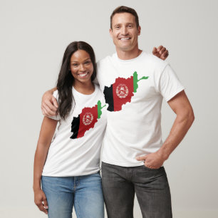 Afghanistan-Flagge in der Landeskarte T-Shirt
