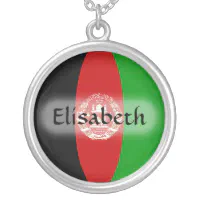 Afghanistan-Flagge + Namenshalskette Versilberte Kette