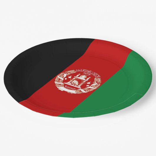 Afghanistan-Flagge Pappteller (Schrägansicht)