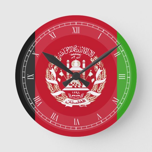 Afghanistan-Flagge Runde Wanduhr (Vorderseite)