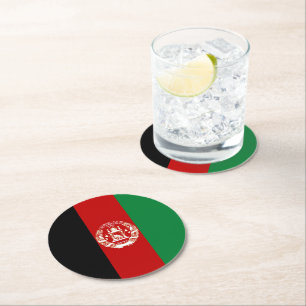 Afghanistan-Flagge Runder Pappuntersetzer